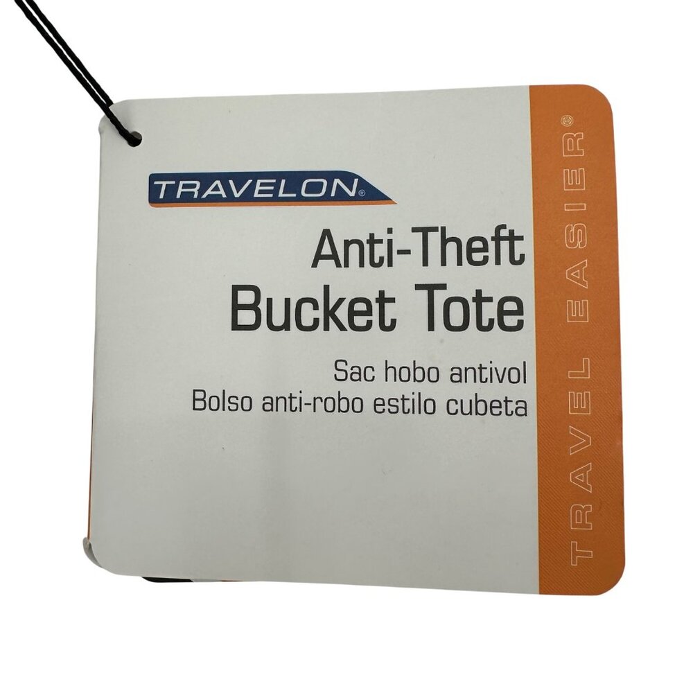 NWT Travelon Anti-Theft Bucket Tote Bag Multiple Zipper Pockets Brown - Picture 10 of 13